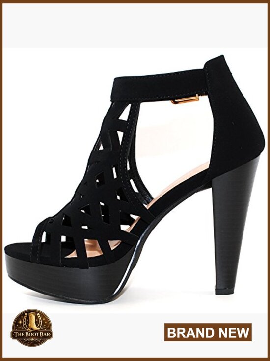 71YACpfzcLL._AC_UF894,  Open Toe Ankle Strap Sandal Western Bootie Stacked Heel Cutout Platform